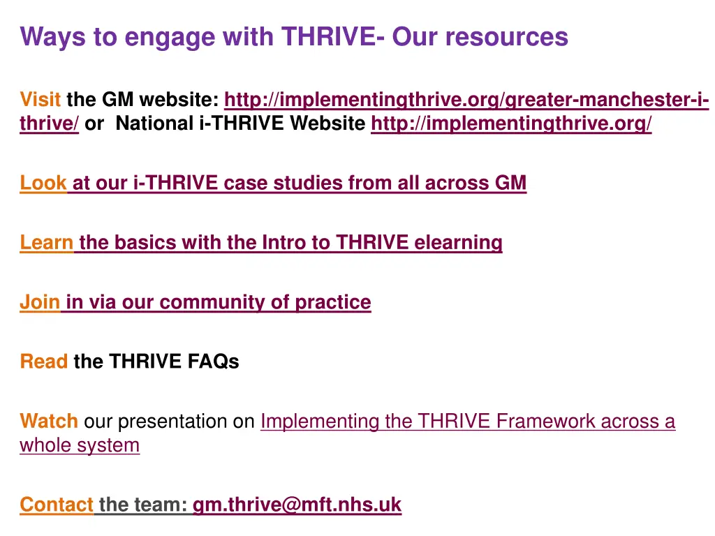 ways to engage with thrive our resources