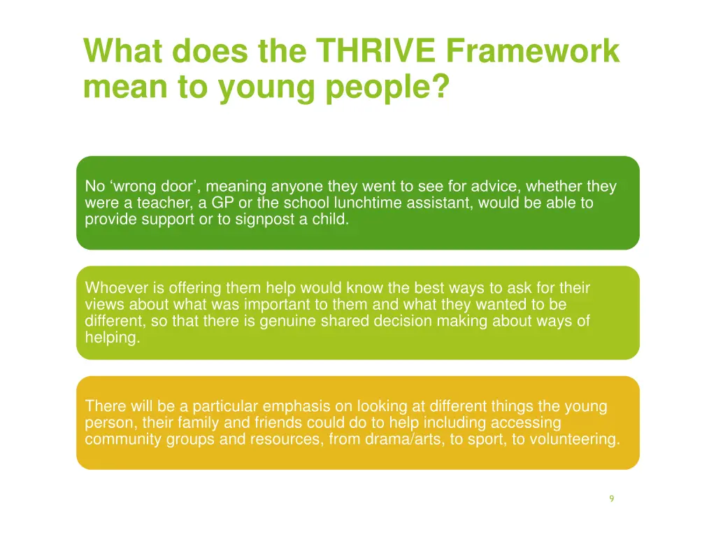 what does the thrive framework mean to young