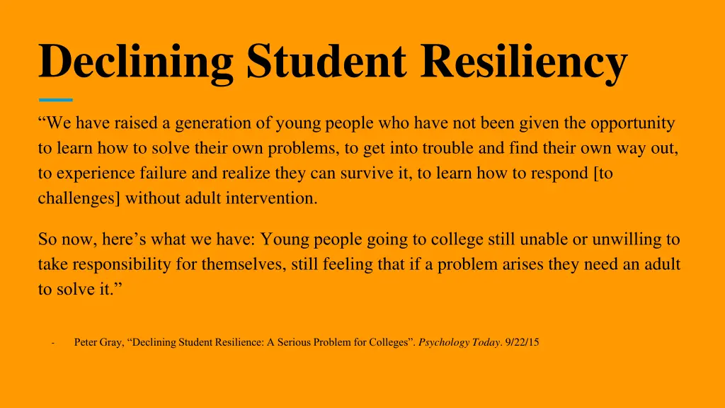 declining student resiliency