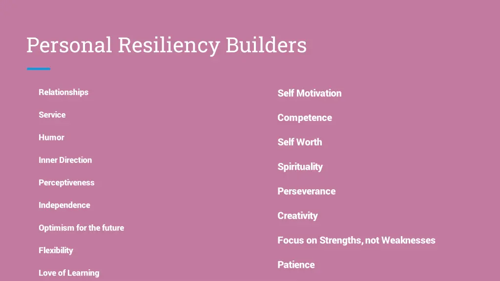 personal resiliency builders