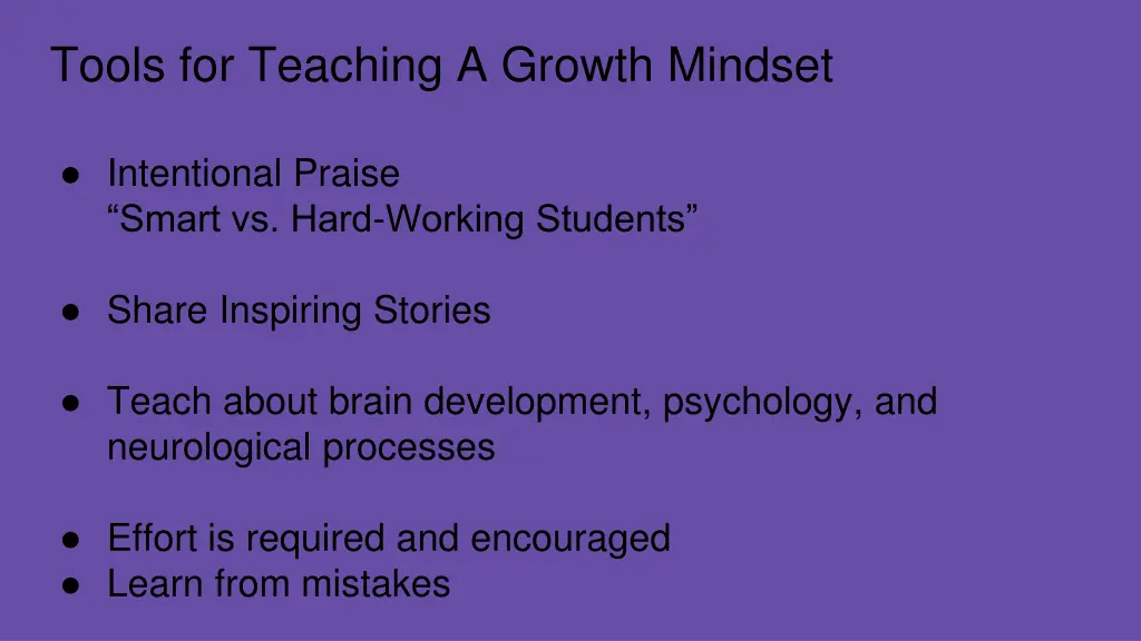 tools for teaching a growth mindset