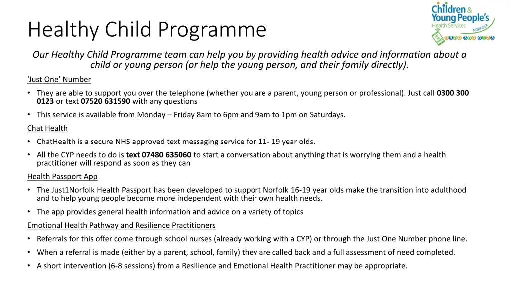 healthy child programme