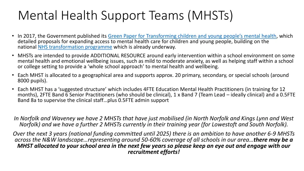 mental health support teams mhsts