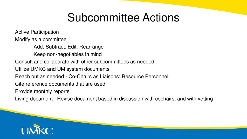 subcommittee actions