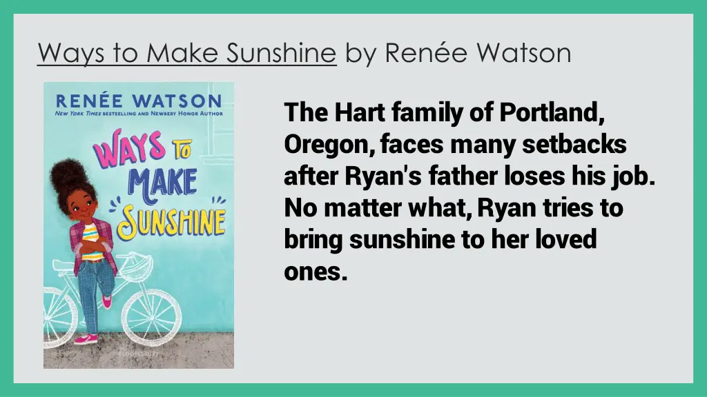 ways to make sunshine by ren e watson