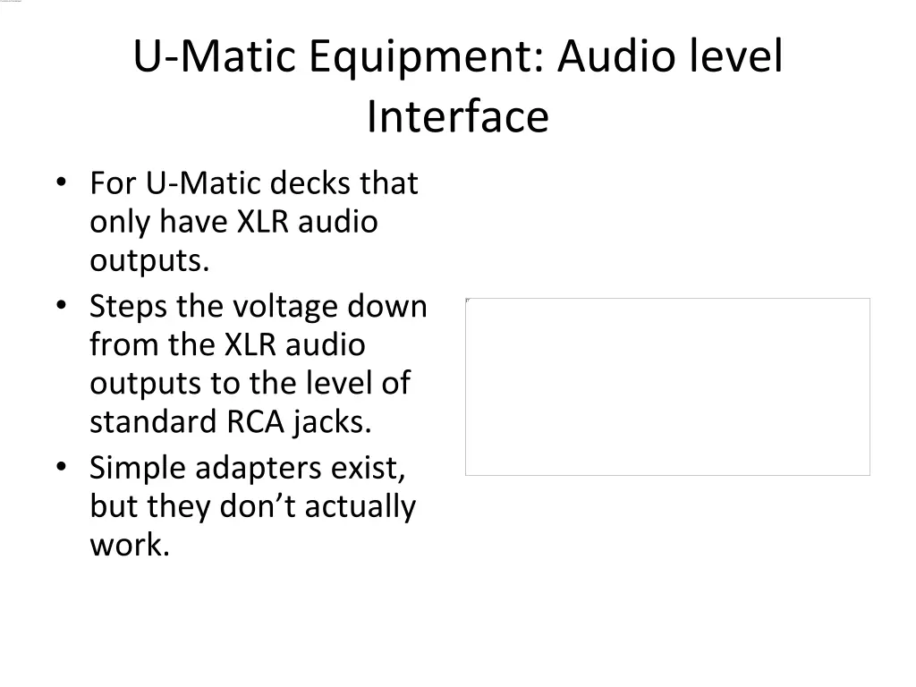 u matic equipment audio level interface