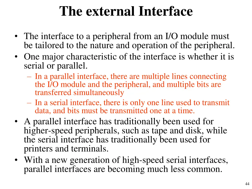 the external interface