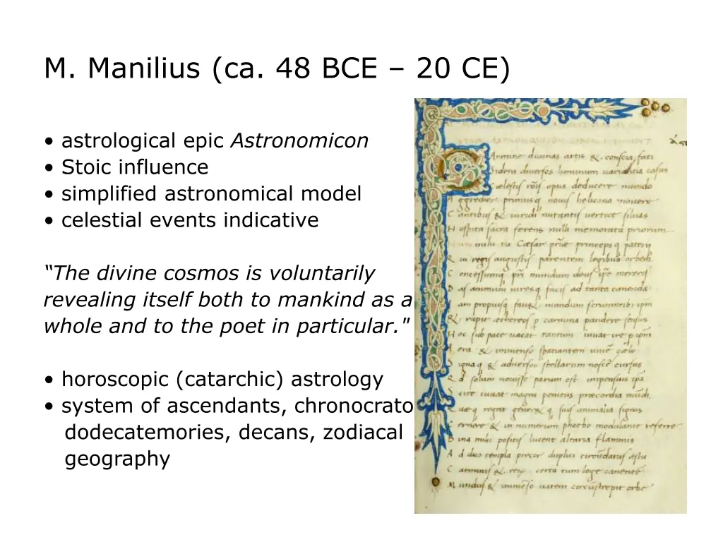 m manilius ca 48 bce 20 ce