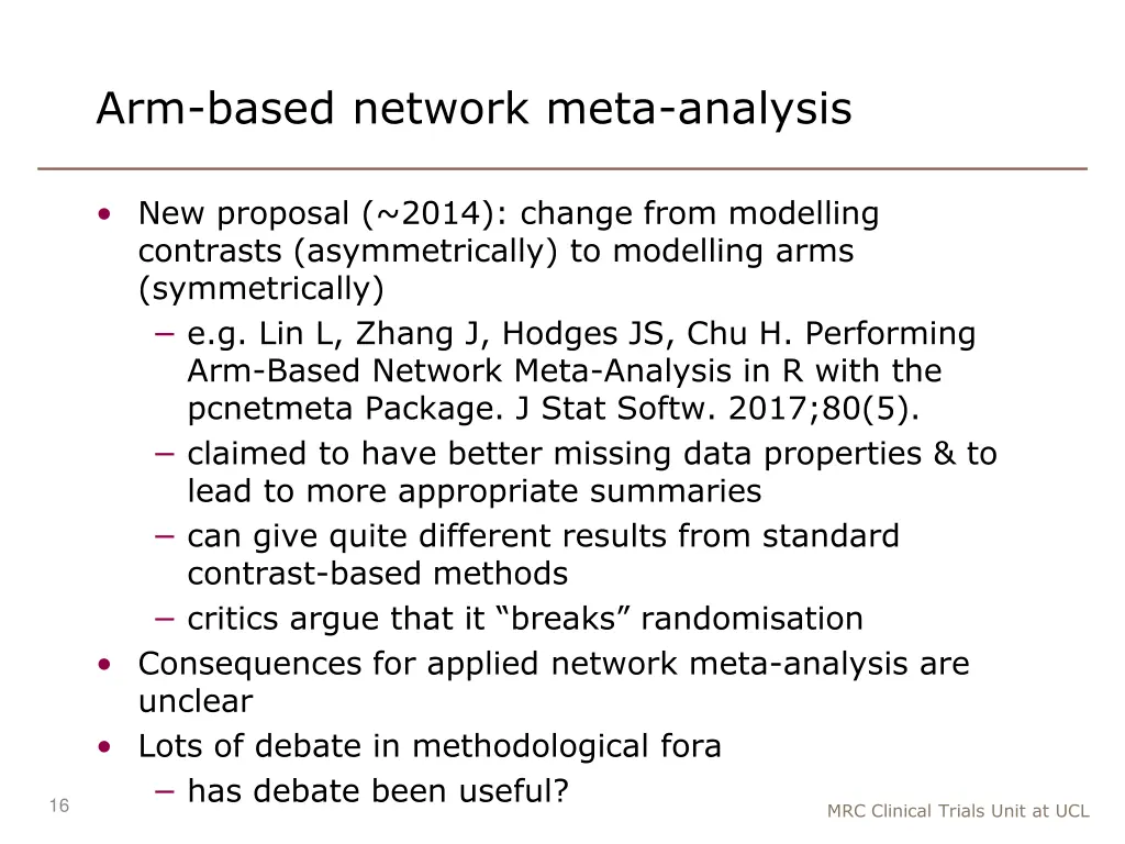 arm based network meta analysis