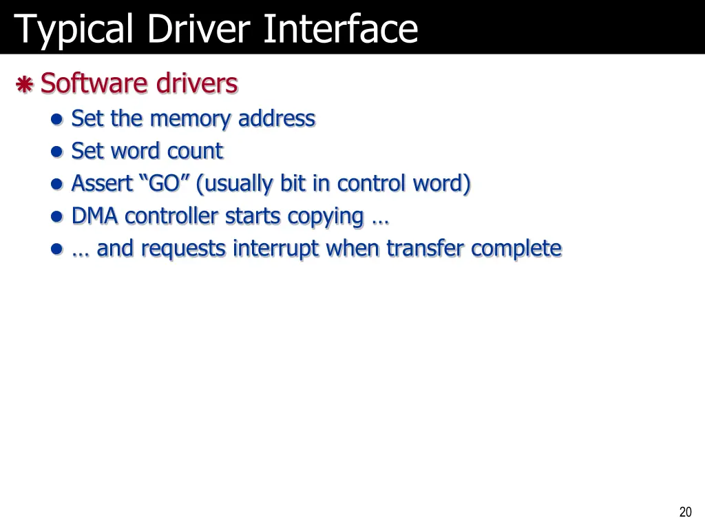 typical driver interface