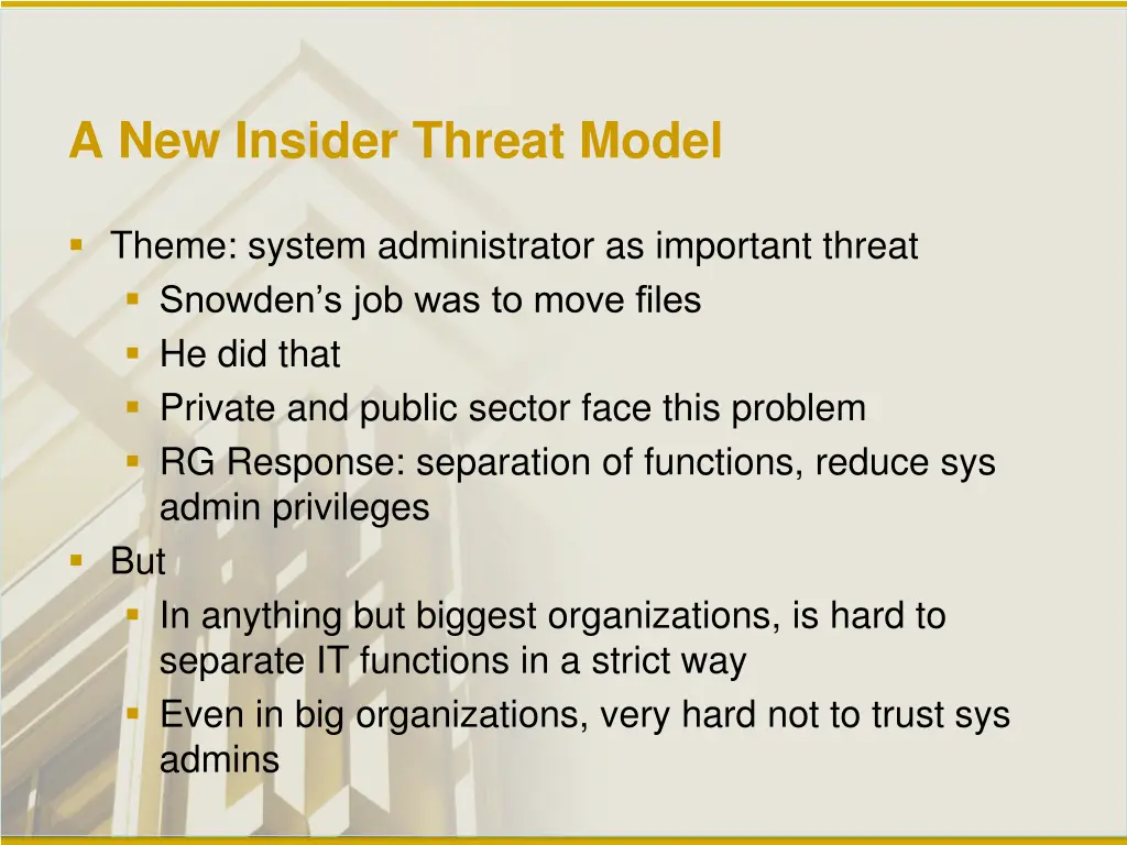 a new insider threat model