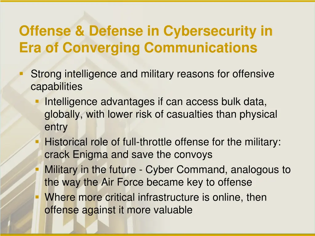 offense defense in cybersecurity