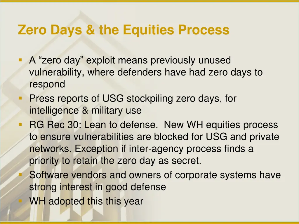 zero days the equities process