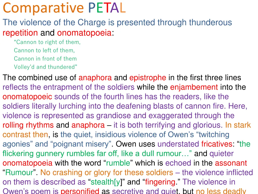 comparative petal the violence of the charge