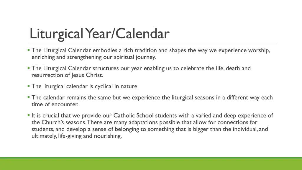 liturgical year calendar