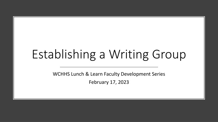 establishing a writing group