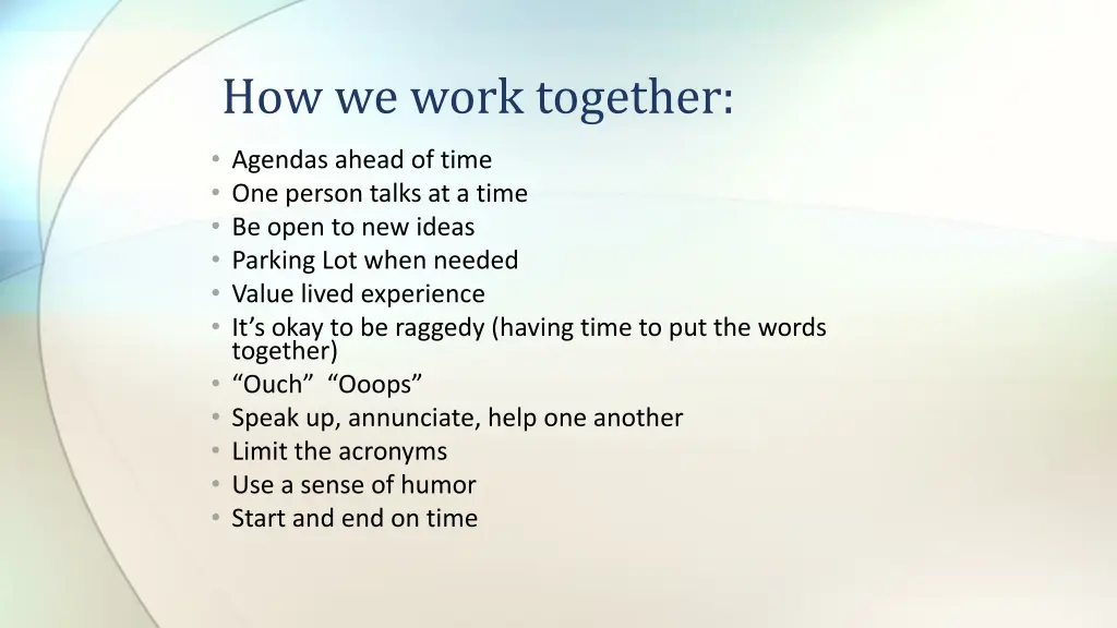 how we work together