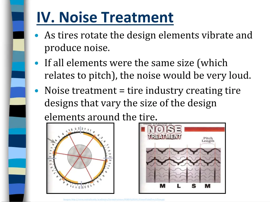 iv noise treatment as tires rotate the design