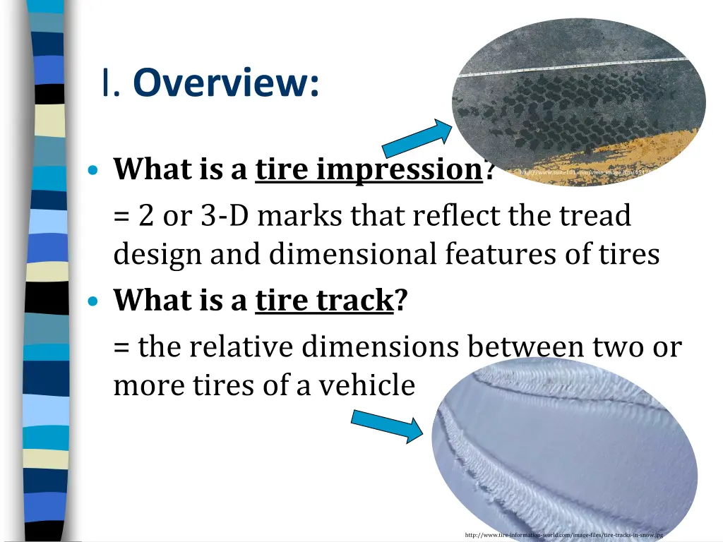 tire track impressions on a road surface dept