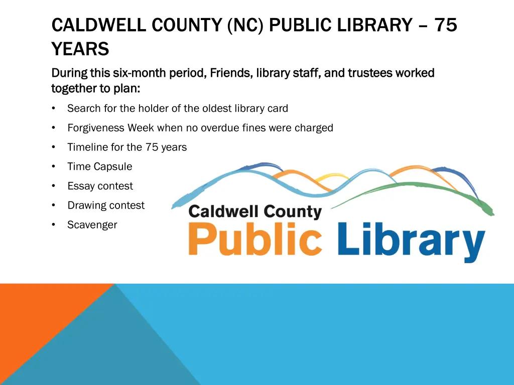 caldwell county nc public library 75 years during