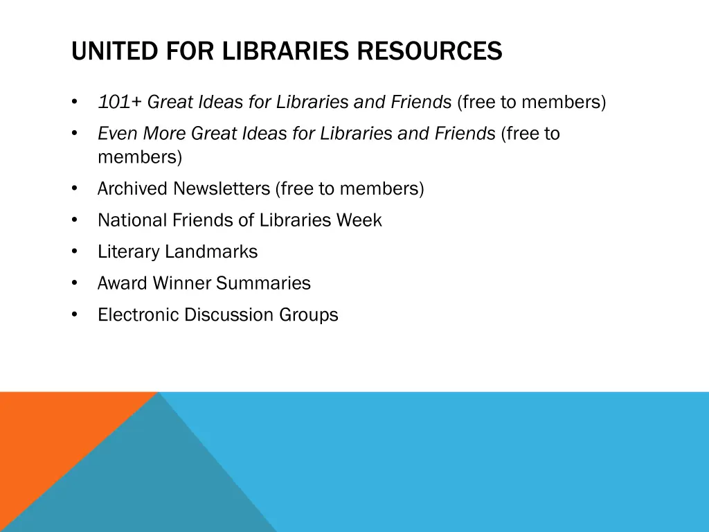 united for libraries resources