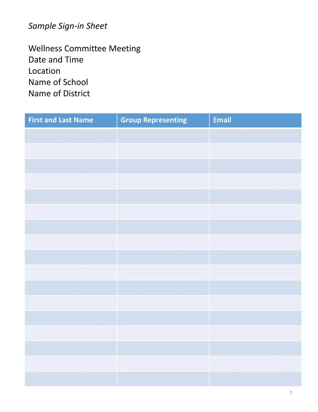 sample sign in sheet