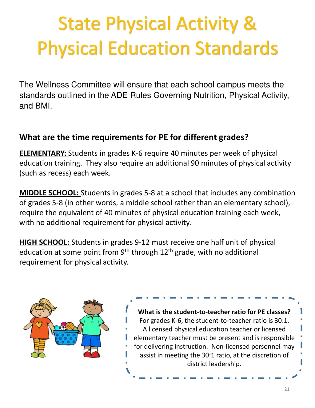 state physical activity physical education