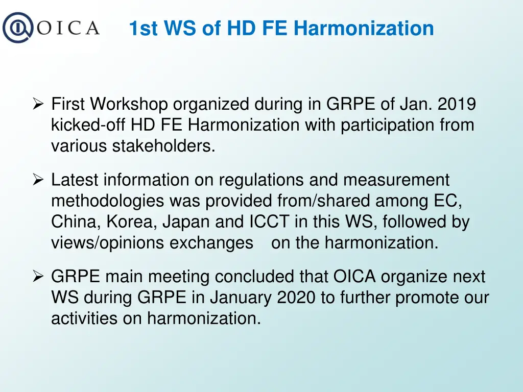 1st ws of hd fe harmonization