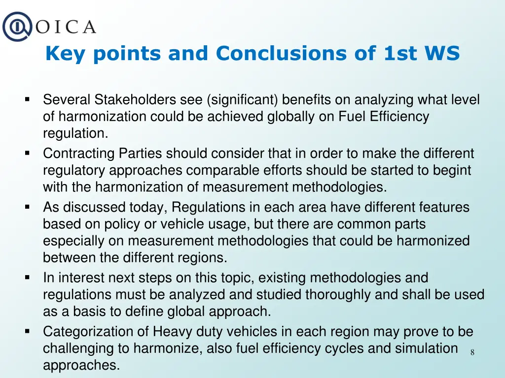 key points and conclusions of 1st ws