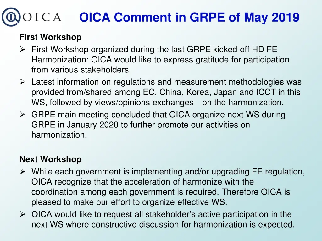 oica comment in grpe of may 2019