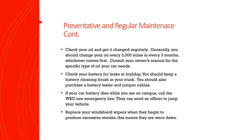 preventative and regular maintenace cont