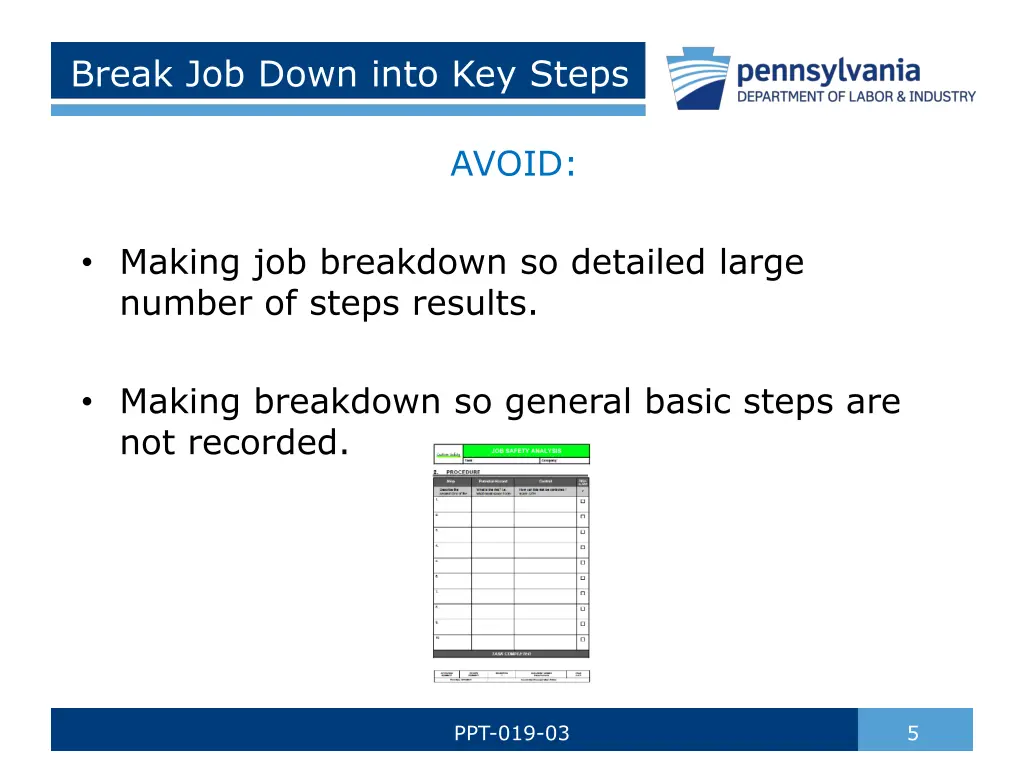 break job down into key steps