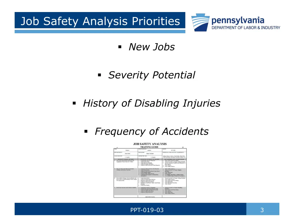 job safety analysis priorities