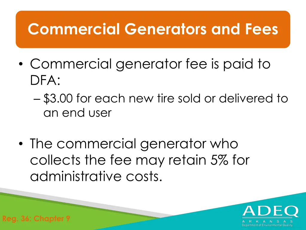 commercial generators and fees 1