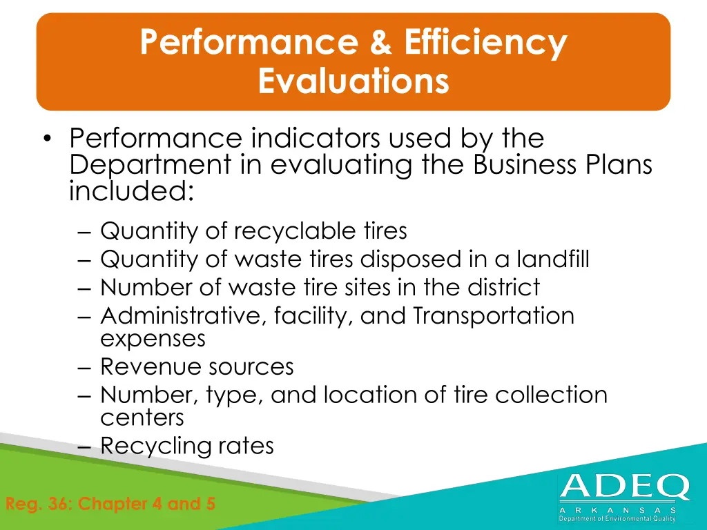 performance efficiency evaluations