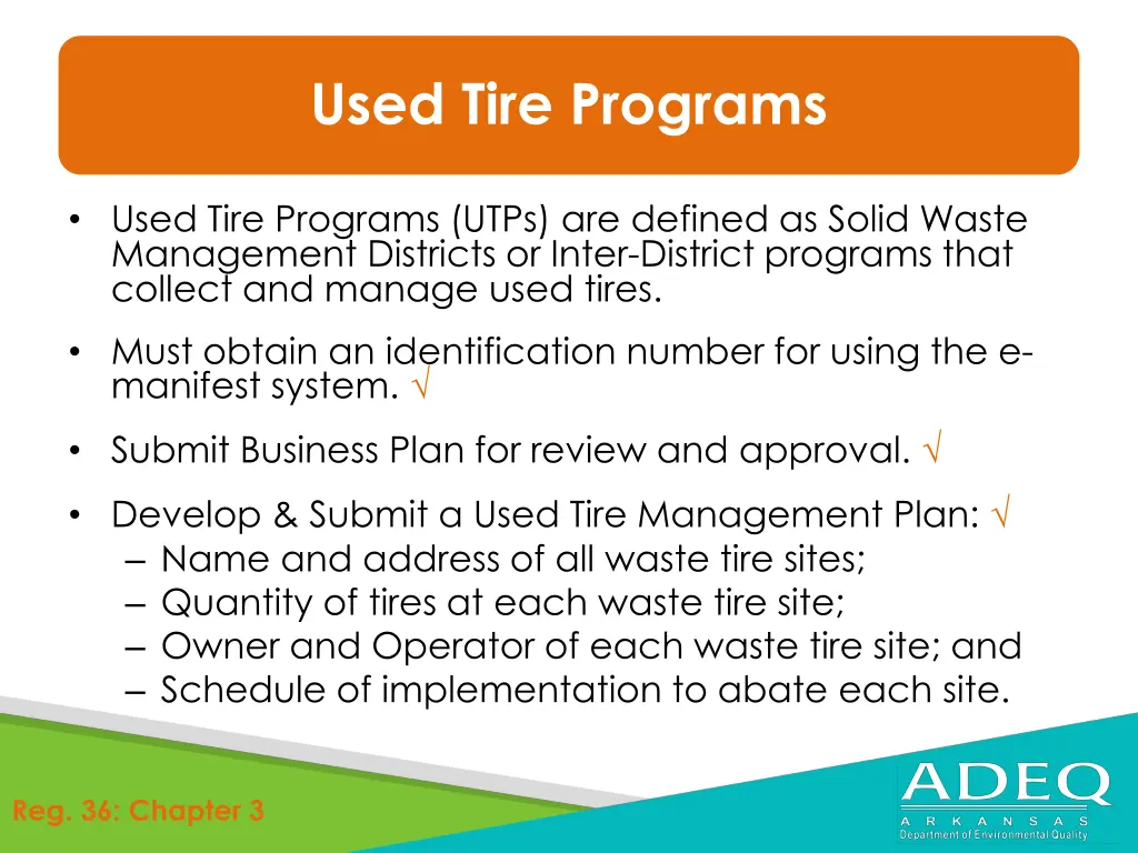 used tire programs