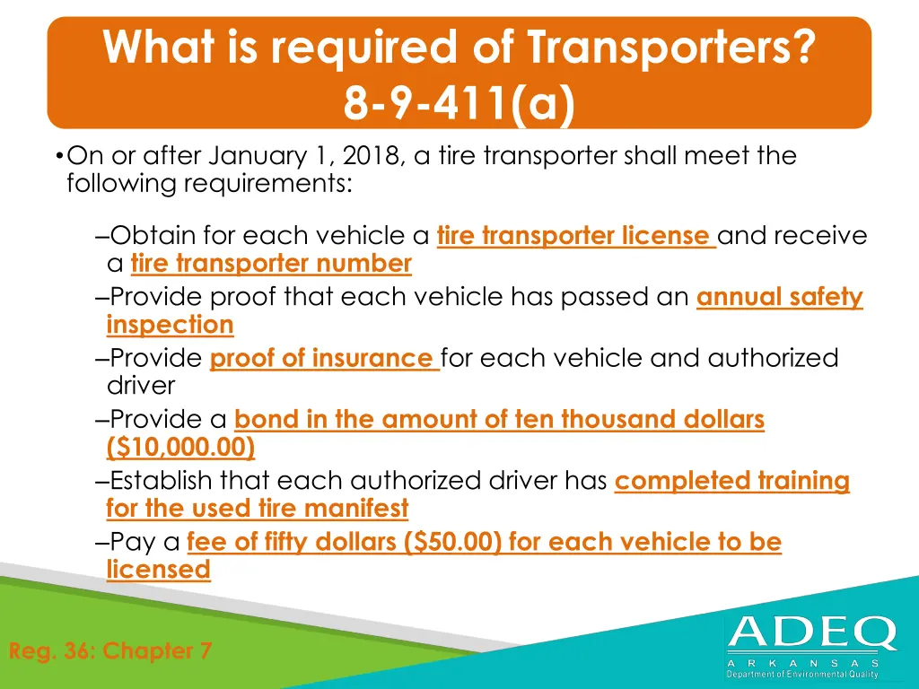 what is required of transporters