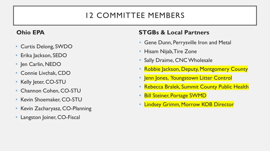 12 committee members