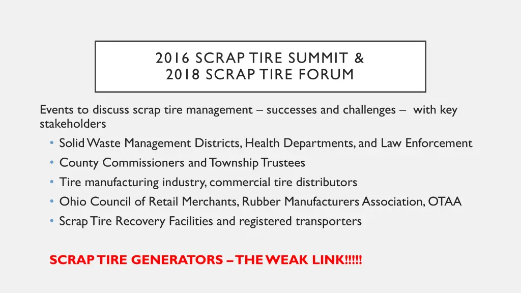 2016 scrap tire summit 2018 scrap tire forum