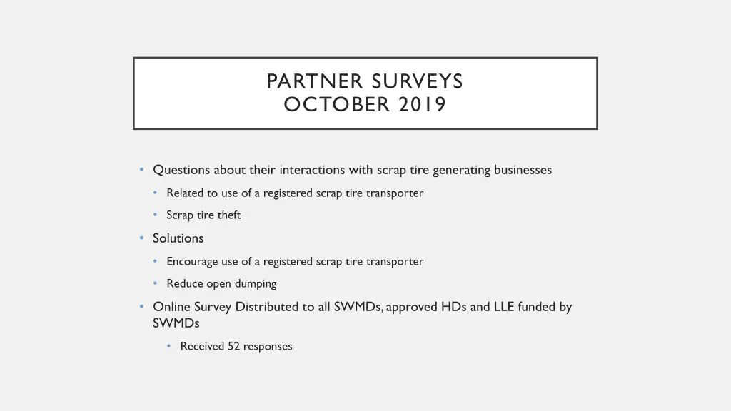 partner surveys october 2019