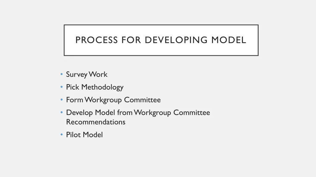 process for developing model