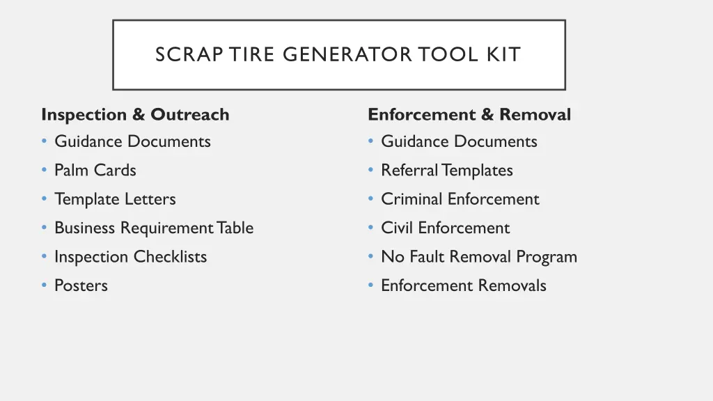 scrap tire generator tool kit 1