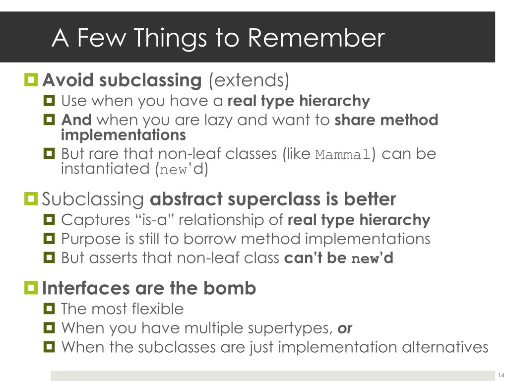 a few things to remember