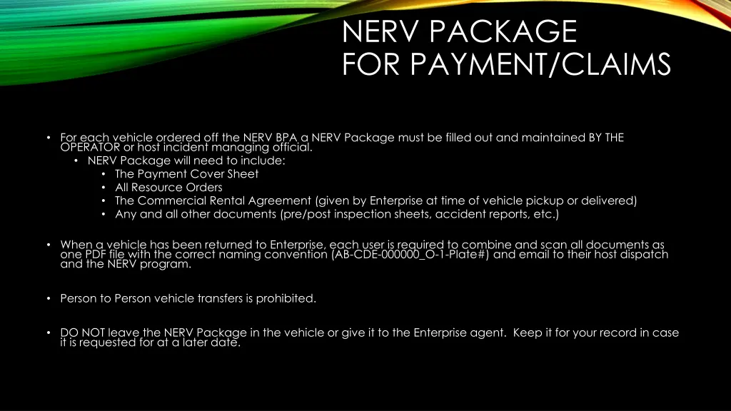 nerv package for payment claims