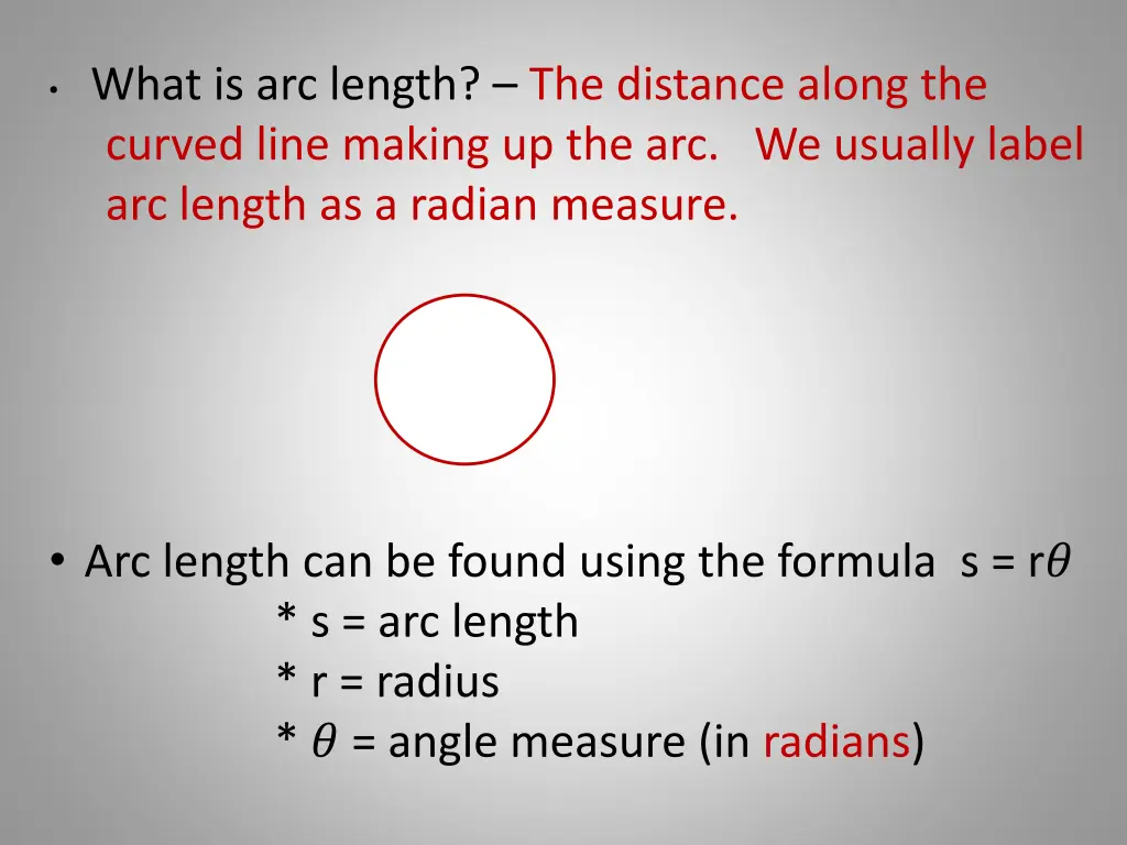 what is arc length the distance along the