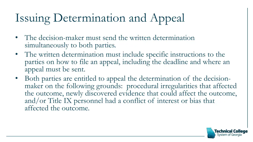 issuing determination and appeal