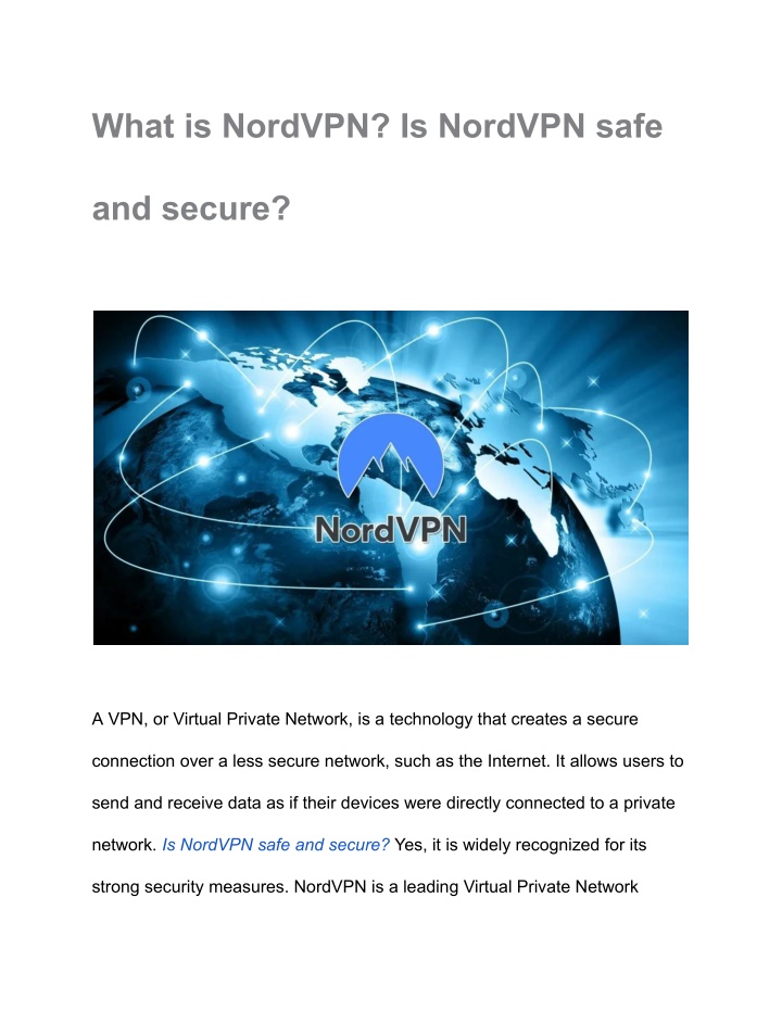 what is nordvpn is nordvpn safe