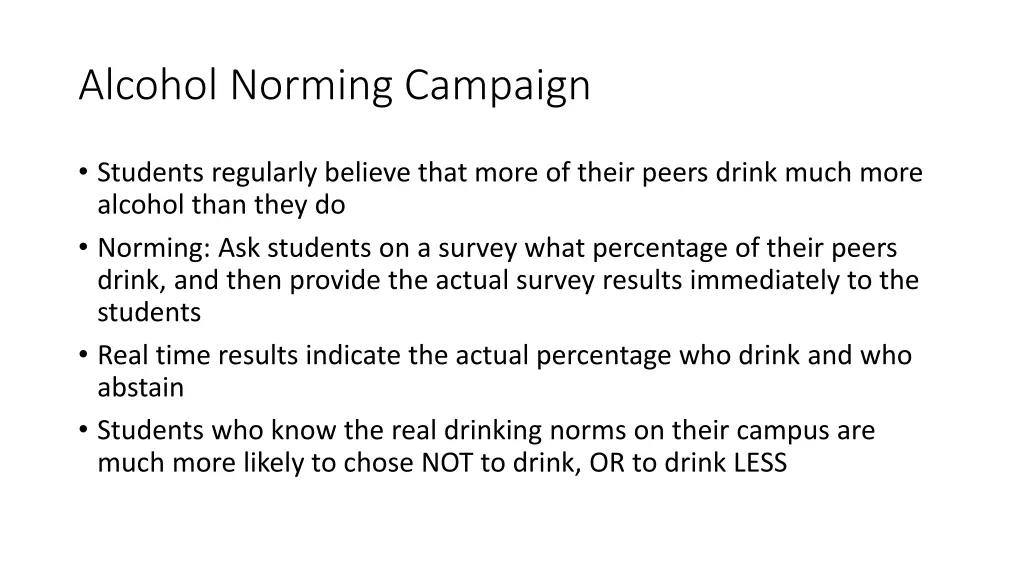 alcohol norming campaign