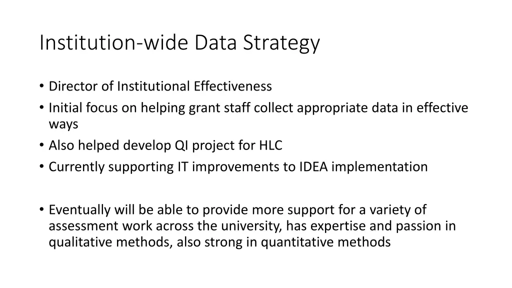 institution wide data strategy