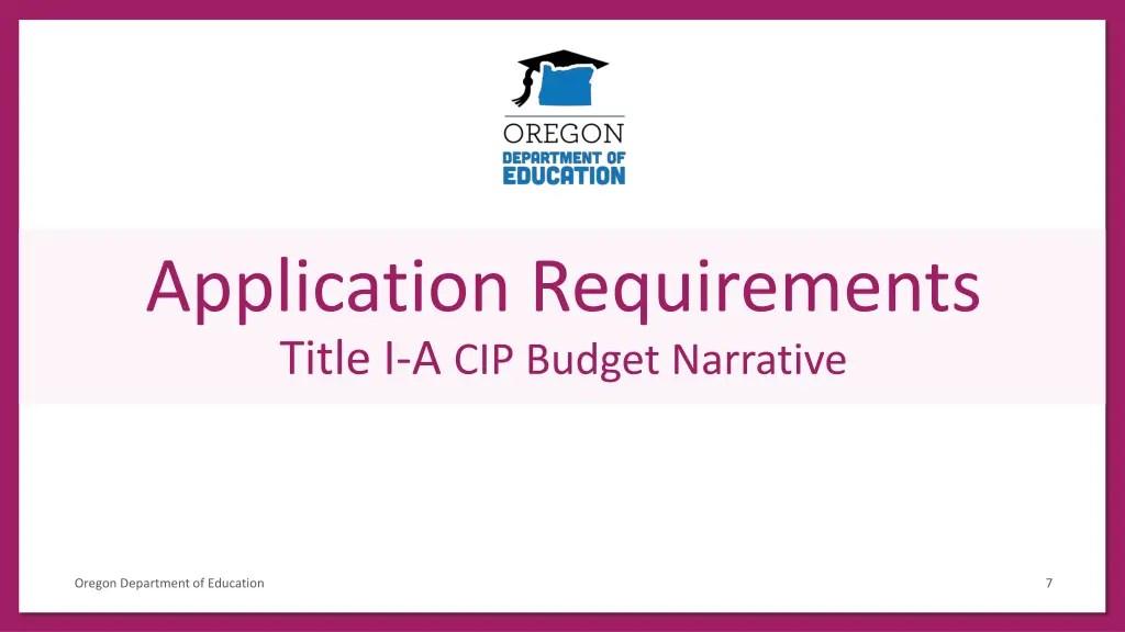 application requirements title i a cip budget